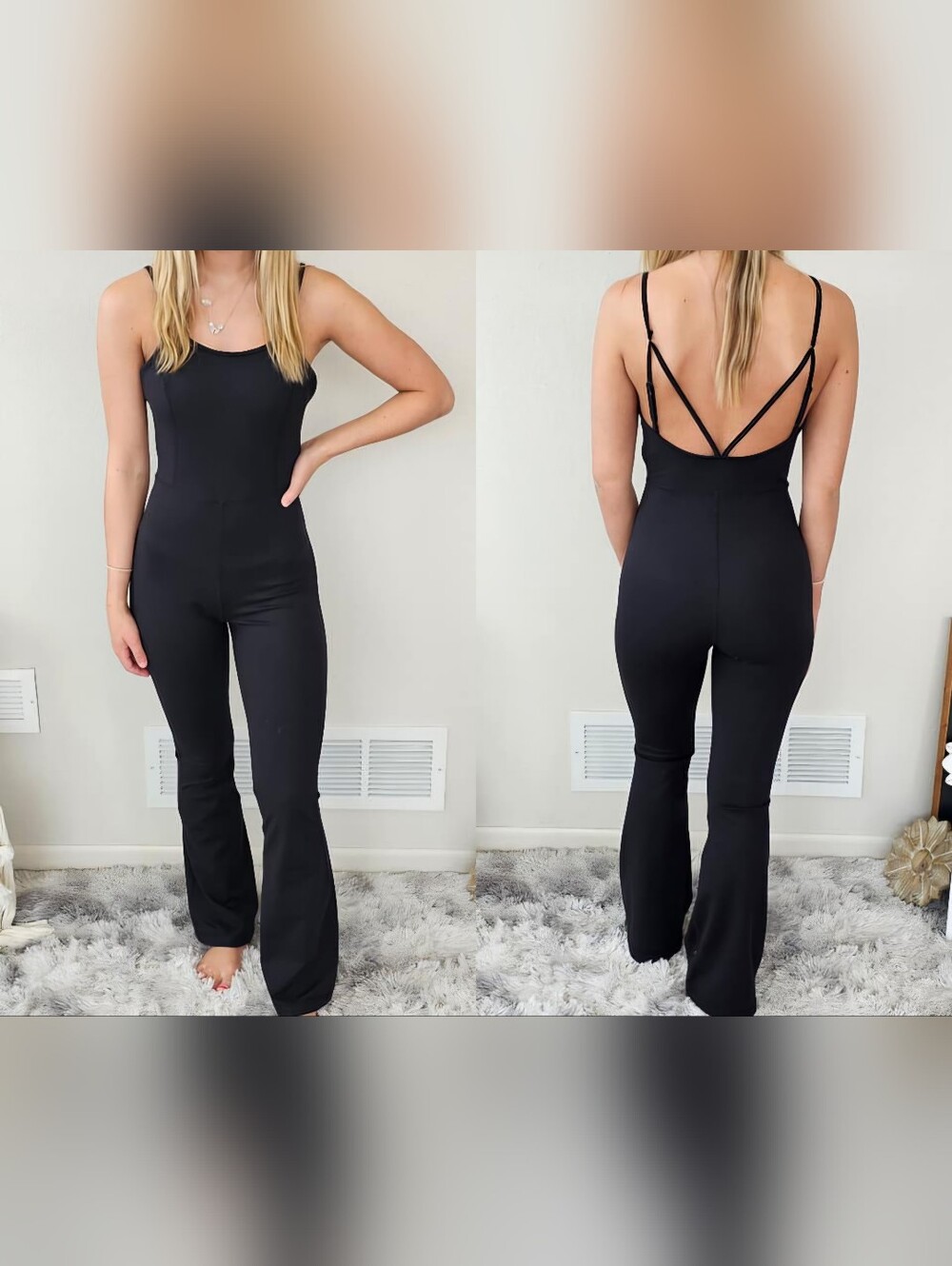 OG Bombshell Couture Strappy Flare Jumpsuit Romper Size Medium